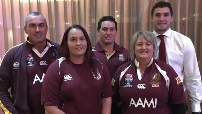 Corey Oates with Warren, brother Matthew, sister Jenna and mum Janette when he played Origin in 2017.