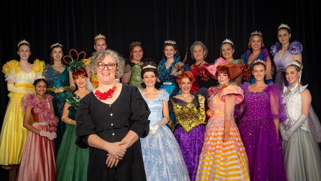 Costume designer Jenni Ansic with the female cast of Cinderella which is showing at the civic theatre in October.