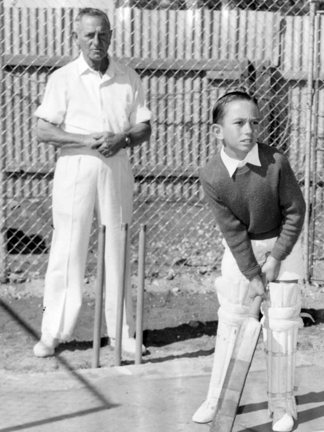 Clarence “Nip” Pellew, pictured coaching at <i>The Advertiser </i>cricket school in 1960, is one of five Test players in the side.