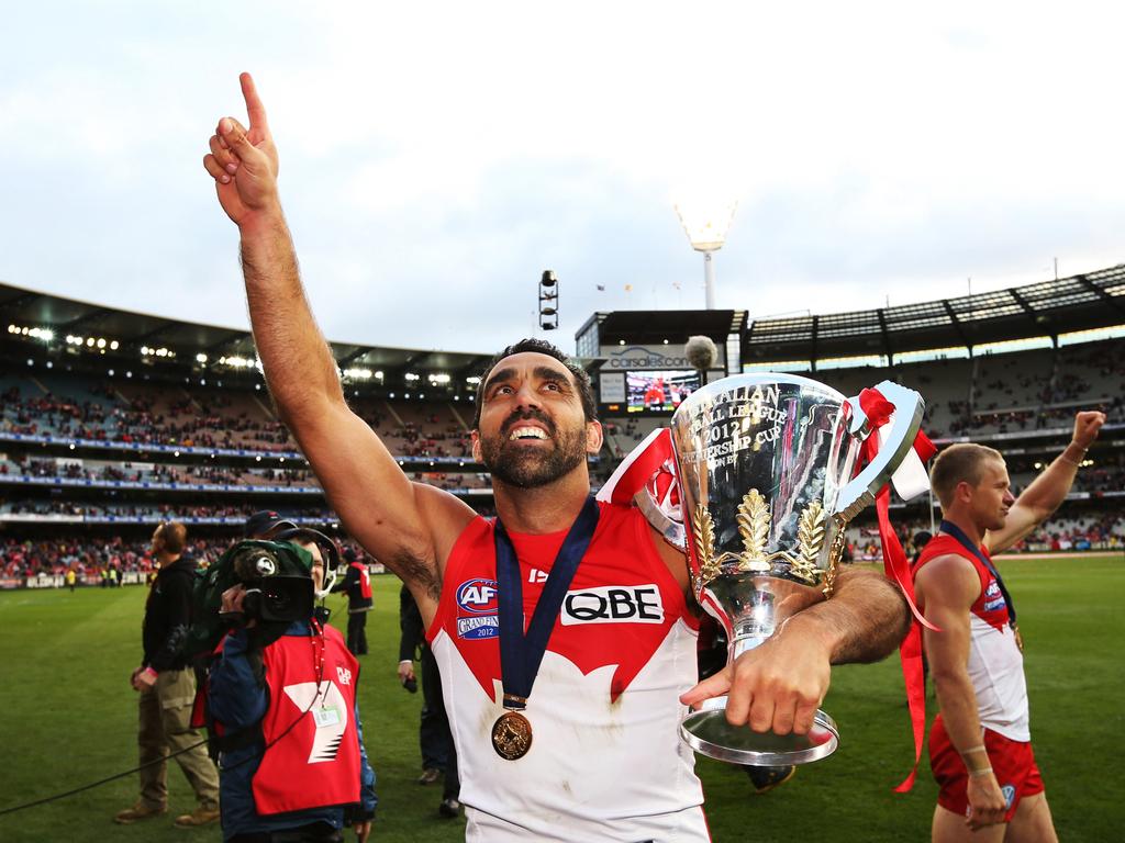 Goodes after winning the 2012 flag.