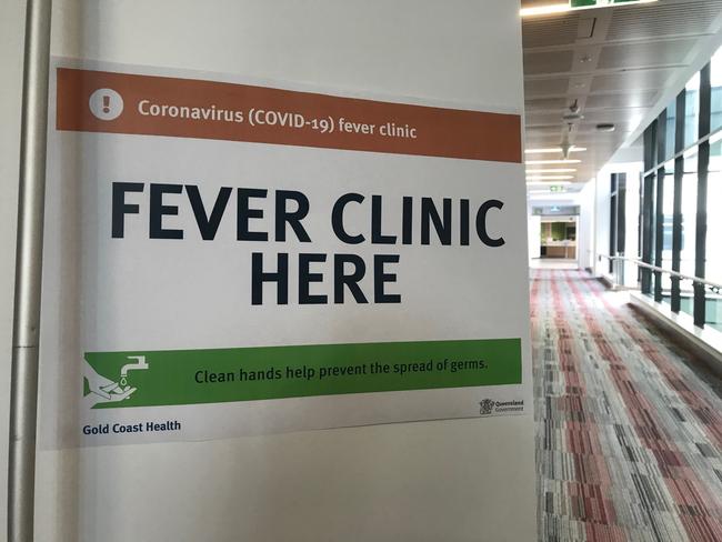 Entrance to the fever clinic at the hospital.