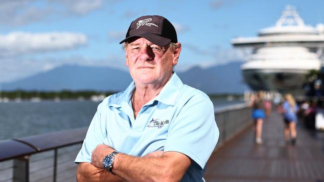 Paul Harris has owned the Blu Marlin Bistro at the Cairns Marlin Marina for six years, and has seen crime along the waterfront boardwalk dining precinct increase exponentially in that time. Picture: Brendan Radke