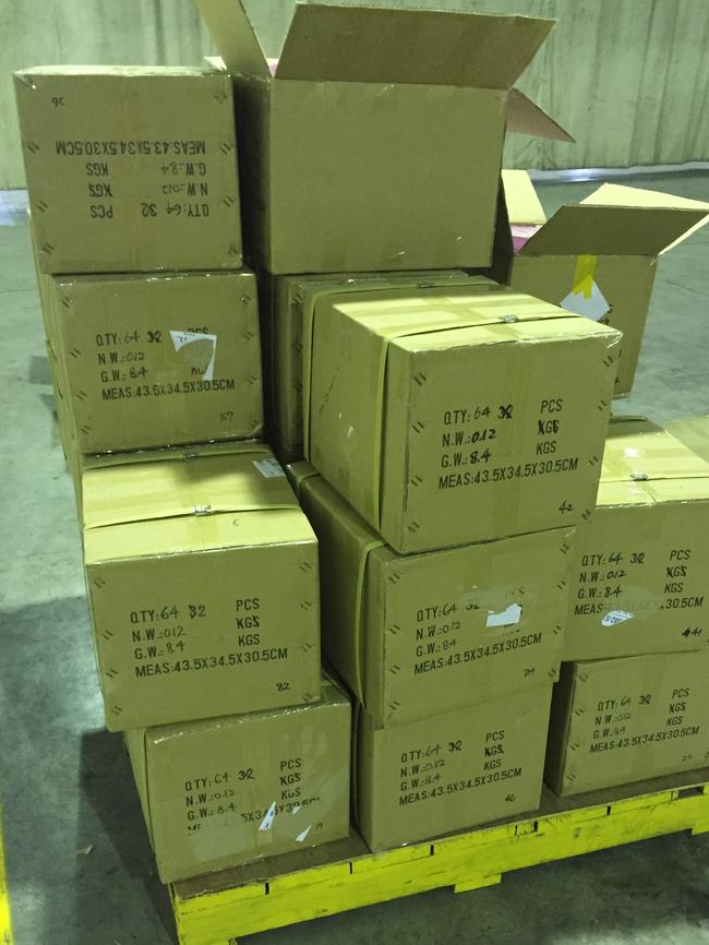 Boxes of push up bras in warehouse Picture: AFP National Media.