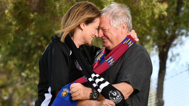 Mayor Jenny Hill and husband Shane Hill last year before the AFL Grand final when their two teams were facing off. Picture: Shae Beplate.