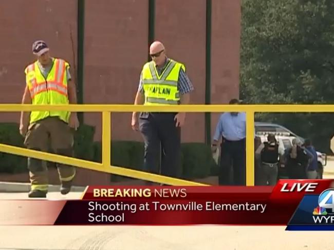 Emergency crews rushed to the scene of the shooting at Townville Elementary School in South Carolina. Picture: WYFF 4.