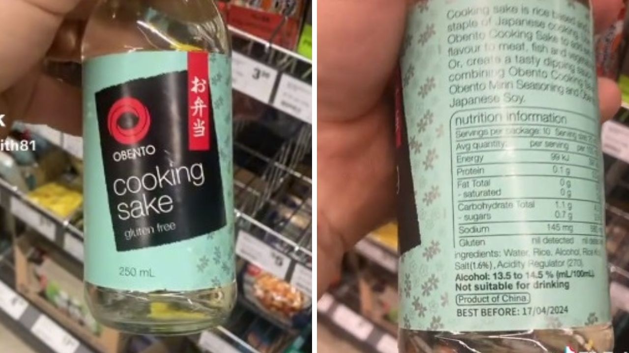 Cooking Sake has a very high alcohol content. Picture: TikTok/braydensmith81