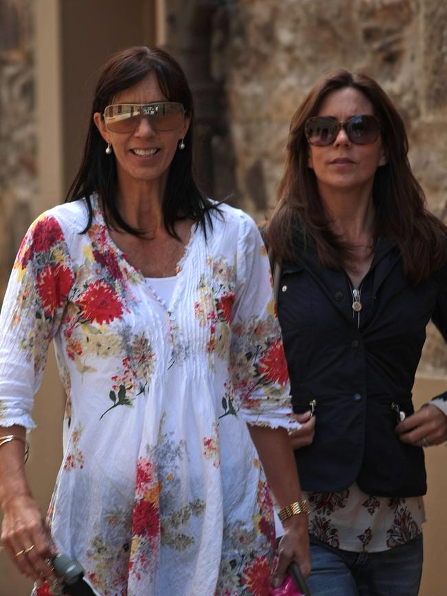 Crown Princess Mary browsing the shops of Salamanca Place Hobart with her sister Jane Stephens.