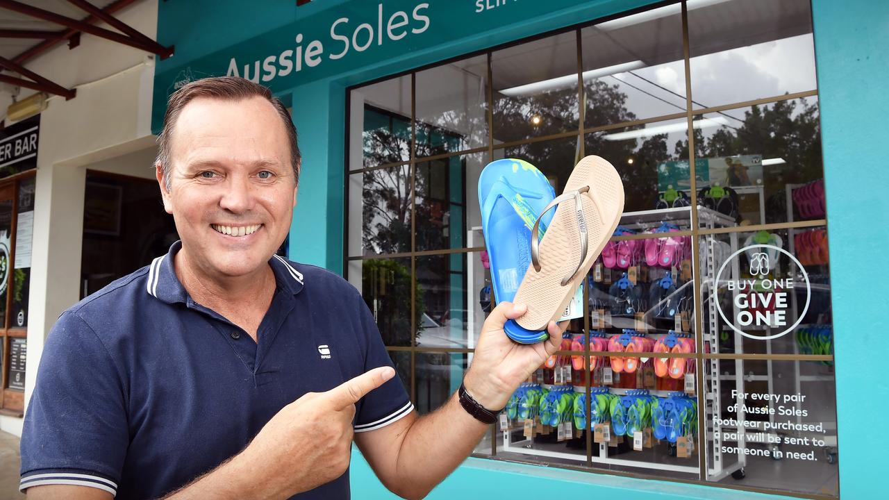 Aussie Soles company's founder Craig Taplin at his Eumundi store. Photo Patrick Woods / Sunshine Coast Daily.