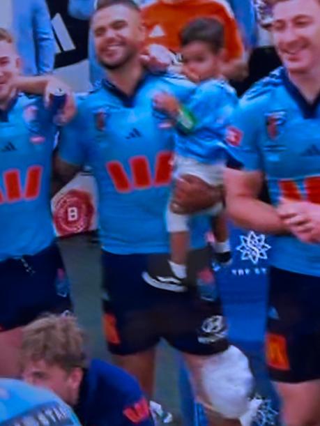 Latrell Mitchell was spotted with an ice pack on his left knee after the Origin opener on Wednesday night