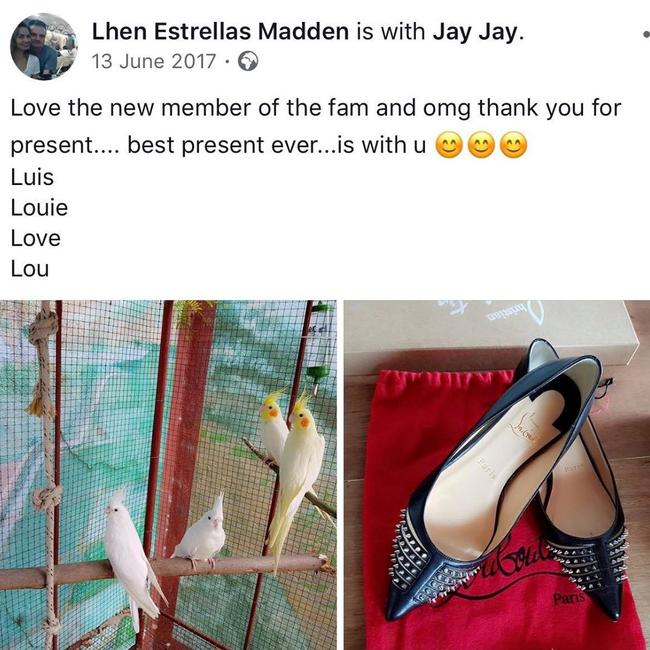 Among the lavish gifts Jason Madden has bought his new bride are a pair of Louboutin shoes which retail at almost $1500AUD. Picture: Supplied