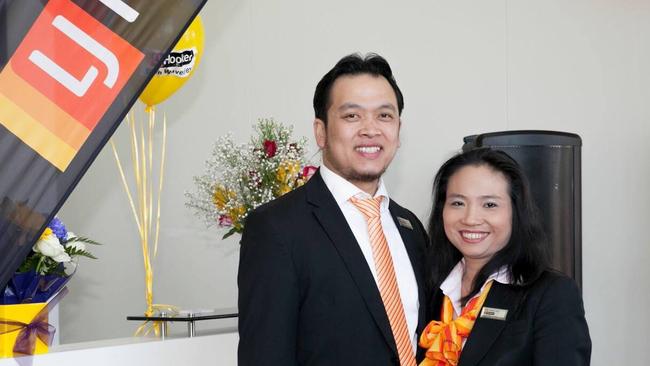 Ngo with his wife, Ms Nguyen.