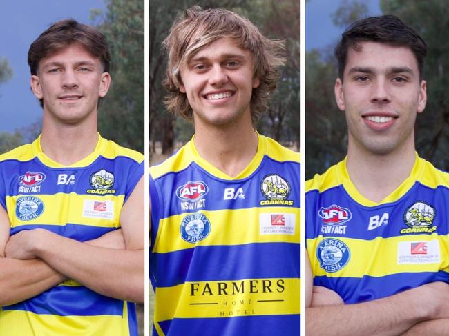 2023 MCUE Goannas (left to right) Sam Male, Lewis Pulver and Tristan Wheeler. Photos: Contributed