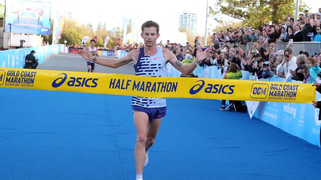 Gold Coast Marathon 2023 Winner of Half Marathon Brett Robinson. 1 July 2023 Southport Picture by Richard Gosling