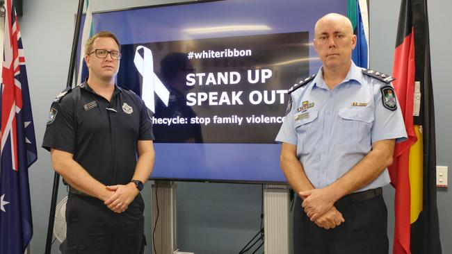 Far North Police District's Detective Senior Constable Daniel McEntee and Acting Chief Superintendent Chris Hodgman say resources have been added to their efforts against domestic violence. PICTURE: TOBY VUE