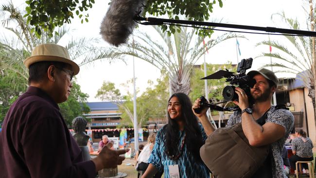 Jimmy Shu and director Naina Sen filming Jimmy Shu’s Taste of the Territory. Picture Supplied