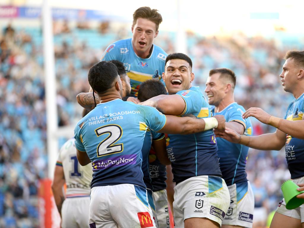 The Titans secured the biggest score in Gold Coast franchise history, scoring 66 points against the Warriors. Picture: NRL Imagery