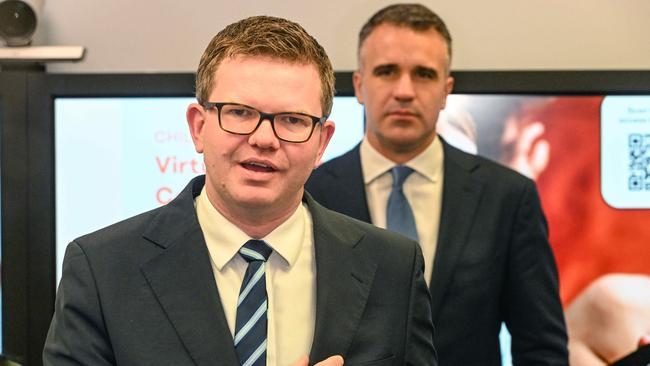 Health minister Chris Picton and Premier Peter Malinauskas in the Women's and Children's Hospital. Picture: NCA NewsWire / Brenton Edwards