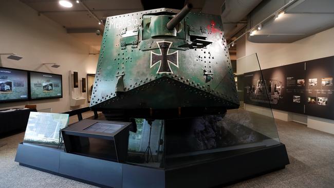 A German Mephisto tank at the Anzac Legacy Gallery at the Queensland Museum. Picture: Tara Croser.