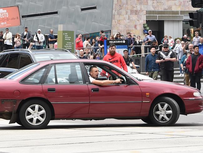 Driver the drove his car up Swanston st and then collected pedestrians down Bourke St, Melbourne. Picture, Tony Gough Dimitrious Gargasoulas