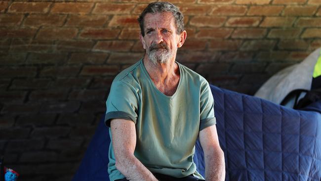 Homeless man Raymond Griffiths says homelessness is too big an industry for MPs to really want to fix it. Picture: Brett Costello