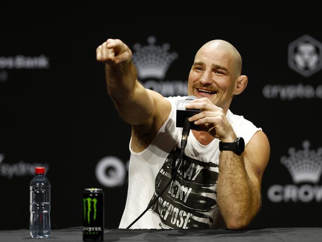 DAILY TELEGRAPH FEBRUARY 6, 2025. Sean Strickland, No. 1 UFC middleweight at the UFC 312 press conference held at Qudos Bank Arena in Sydney Olympic Park. Picture: Jonathan Ng