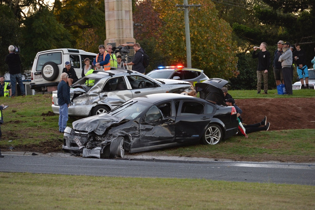 A crash on the Toowoomba Range on Sunday, May 13. Picture: Kevin Farmer