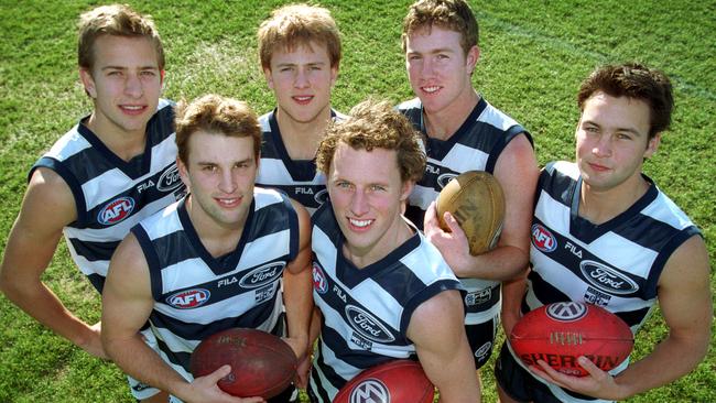 Possibly the greatest draft haul ever (from top left) Charlie Gardiner, David Johnson, Gary Ablett Jr, James Kelly, Steve Johnson and Jimmy Bartel.