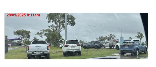 Carpark gridlock and illegal parking at St Benedict’s Catholic School on January 28. Picture: TCC.