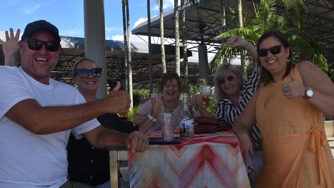 Simon Reeves, Nikki Reeves, Angela Daines, Lauren Daines and Kerrill Flanagan at the Sunshine Coast Races on April 7, 2024.