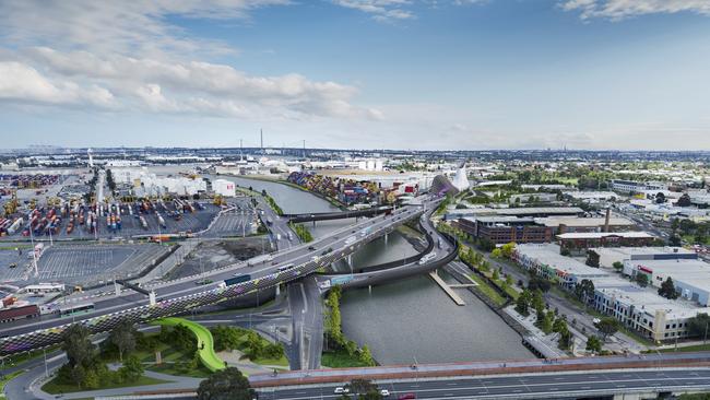 The river crossing and tunnel entrance for the West Gate project. Pic supplied.                         <a capiid="048d6d625925bf8ec6dfa319397039e1" class="capi-video">The $5.5 billion West Gate Tunnel will run from the freeway to Yarraville</a>