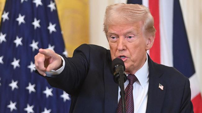 Donald Trump speaks to reporters. Picture: AFP.