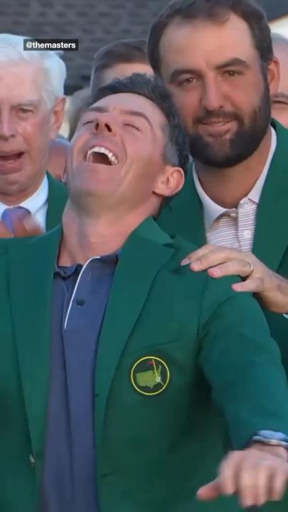 Rory's golden reaction to getting green jacket