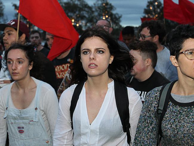 Protesters and Milo fans clashed outside the Sydney event, with the location revealed only one hour before the British provocateur went on stage. Picture: AAP Image/Danny Casey