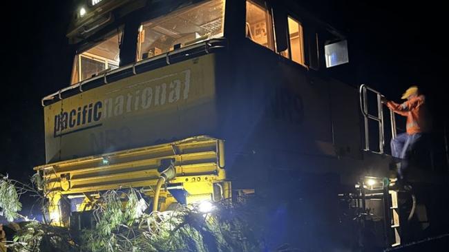 A Pacific National freighter hit a tree at the Adelaide Hills on February 10, 2024. Picture: SA CFS