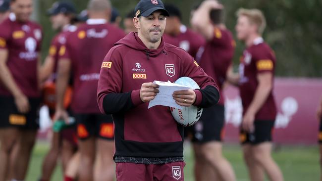 Slater looks over his notes at training.