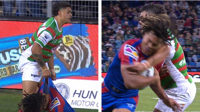 Latrell Mitchell was placed on report for a high tackle on Dominic Young.