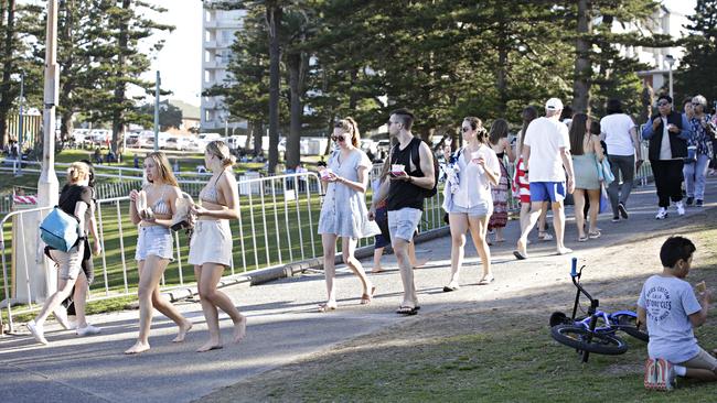 Crowds at Cronulla Beach in late August. Picture: Adam Yip