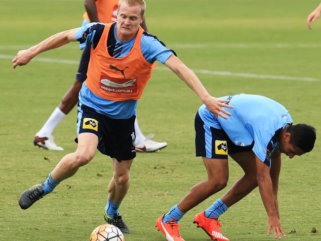 Matt Simon during Sydney FC training at Macquarie Uni playing fields, Macquarie Park. pic Mark Evans