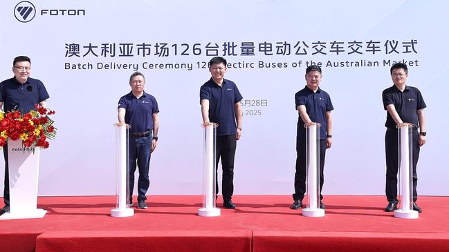 The ‘delivery ceremony’ held at Foton’s facility in China. Picture: Facebook