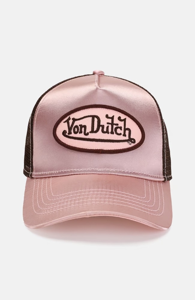 Von Dutch Pink Satin Trucker Cap. Picture: Styleurner.