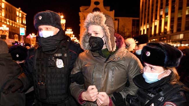 Almost 1400 Russians were detained by police. Picture: Alexander NEMENOV / AFP