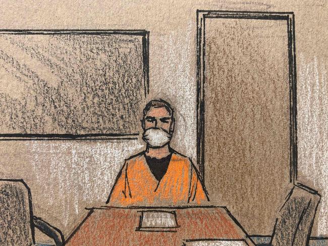 This courtroom sketch shows former Minneapolis police officer Derek Chauvin appearing by video from a Minnesota state prison. Picture: AFP