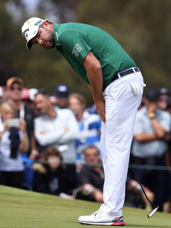 Melbourne could see a lot more of top golfers such as Aussie Marc Leishman under a push to make the city one of the top five “bucket list’’ golf destinations on earth. Picture: AFP/William West