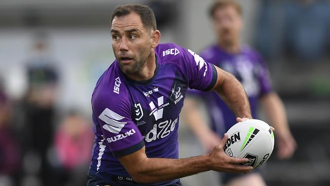 Cameron Smith in full flight against Manly at Sunshine Coast Stadium. Picture: Getty