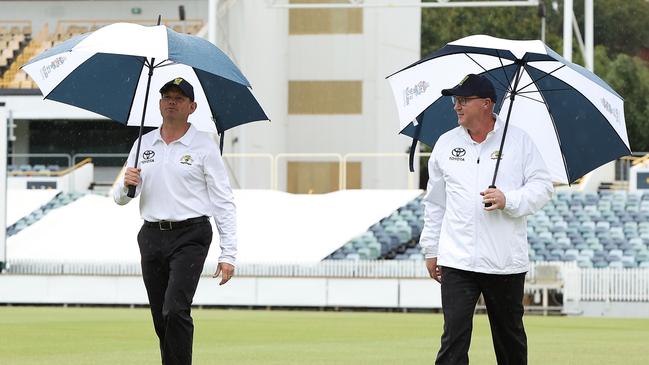 Day three of the Sheffield Shield clash between WA and Tasmania was peppered with rain delays. Picture: Paul Kane / Getty Images