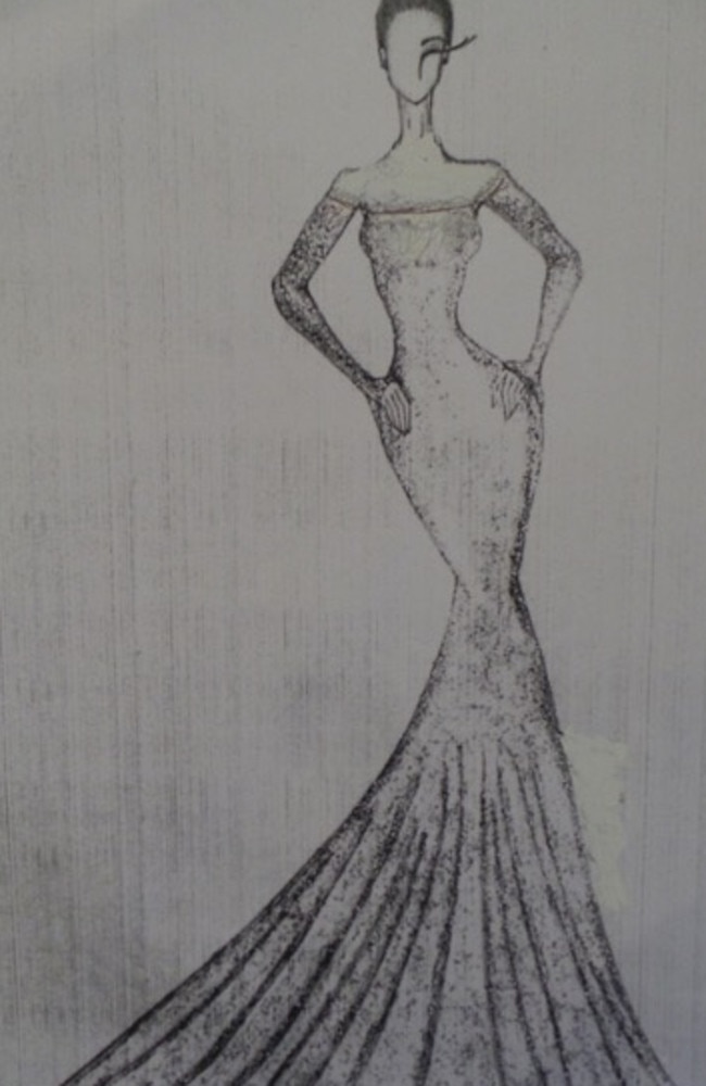 Personalised Weddings Couture sketch of what Pippa Middleton's wedding dress might be.