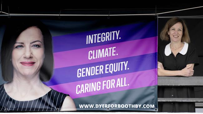 Jo Dyer, the independent candidate for Boothby, made an announcement about her Federal election campaign this morning at her campaign office in Kingswood. Picture: Naomi Jellicoe