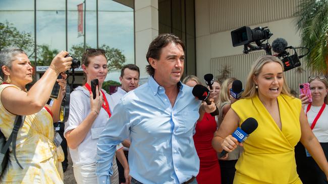 . Matt Wright leaves the Darwin Local Court on Thursday. Picture: NCA NewsWire/ Pema Tamang Pakhrin