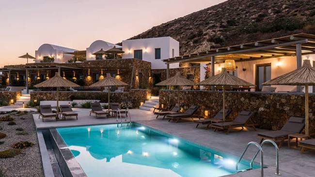 Where to stay: Ypseli Anafi's Hive
Named as Conde Nast Traveller's No.1 Greek island hotel for 2021, this eight-room hotel features private terraces, a pool and dramatic views out to the towering Mount Kalamos.