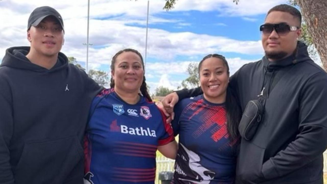 Footy supermum Leah Alefaio-Stevenson (second on left) with sons Alfred (left) and Benjamin Tavita and daughter Tessa Alefaio-Tavita. Picture: Campbelltown Collegians